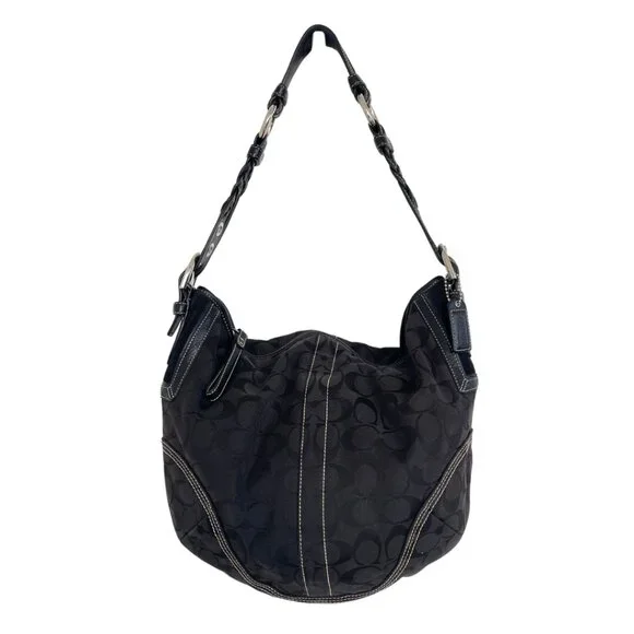 Vintage Coach Purse Hobo Signature Shoulder Bag Black Monogram 6279 Y2K - Picture 5 of 11
